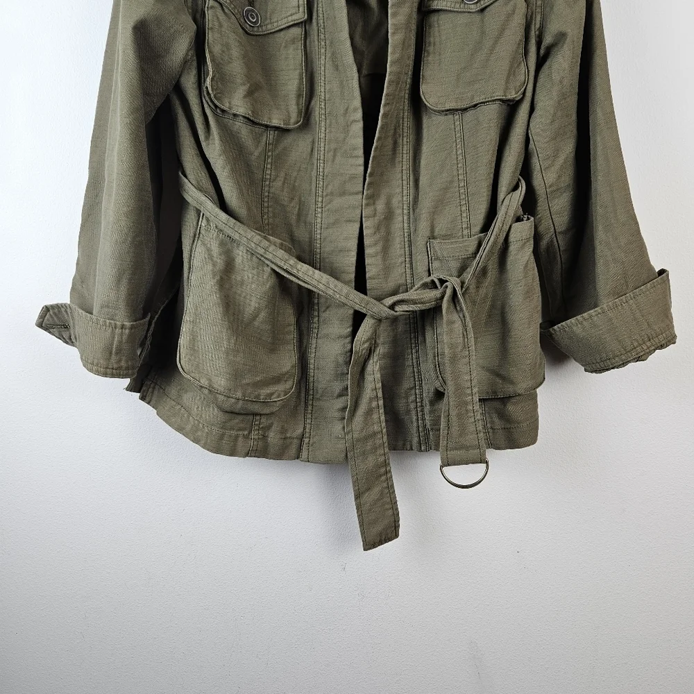 Free People Jacket Size XS Womens Army Olive Green In Our Nature Cargo Belted
